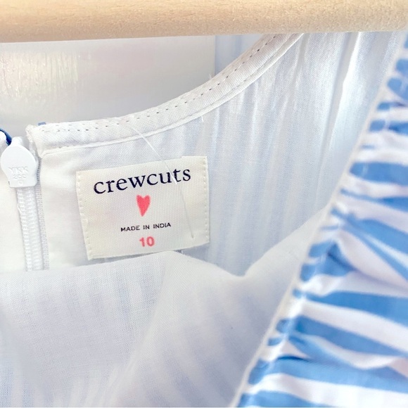 J. Crew Crewcuts Girl's Blue White Stripe Cotton Sleeveless Ruffle Dress Size 10 - Picture 10 of 12